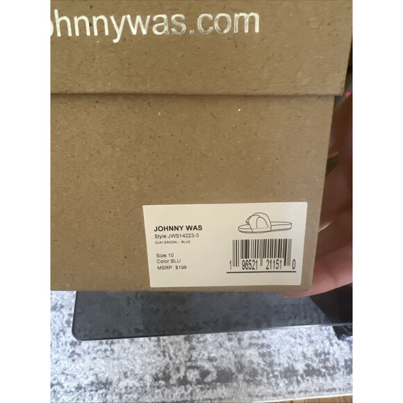 NEW $198 Johnny Was Ojai Sandal Size 10 Women's Blue Denim Slide Sandal - Picture 9 of 9